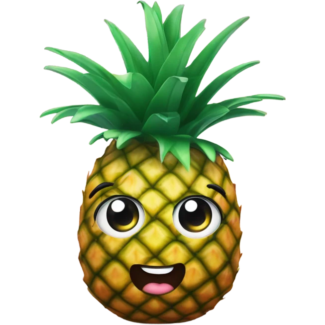 3D  pineapple  👱‍♀️🍍 with big shiny eyes.  pineapple cute  ☺️ emoji
