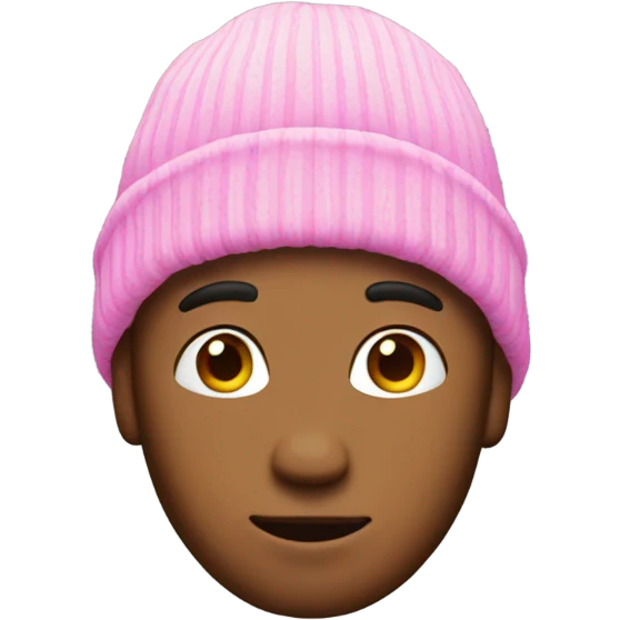 Guy with pink hair and beanie emoji