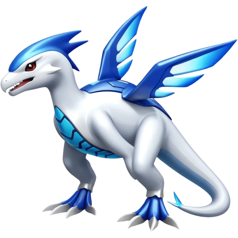 Shiny futuristic Cyber-Kyurem-Kyogre-Latios-Lugia-Fakémon-hybrid-creature (full body)  emoji