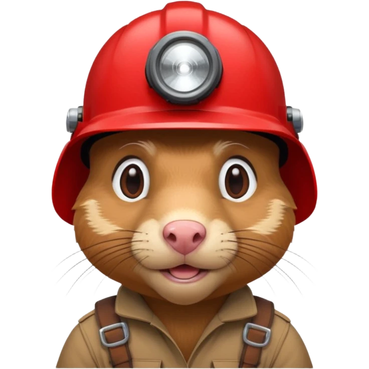 a mole rat, red helmet, headlamp emoji