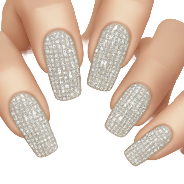 Hand with long acrylic nails with diamonds emoji