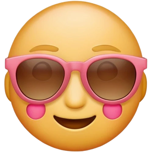 Blushing emoji with sunglasses emoji
