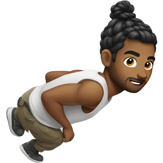 young guy with man bun climbing  emoji