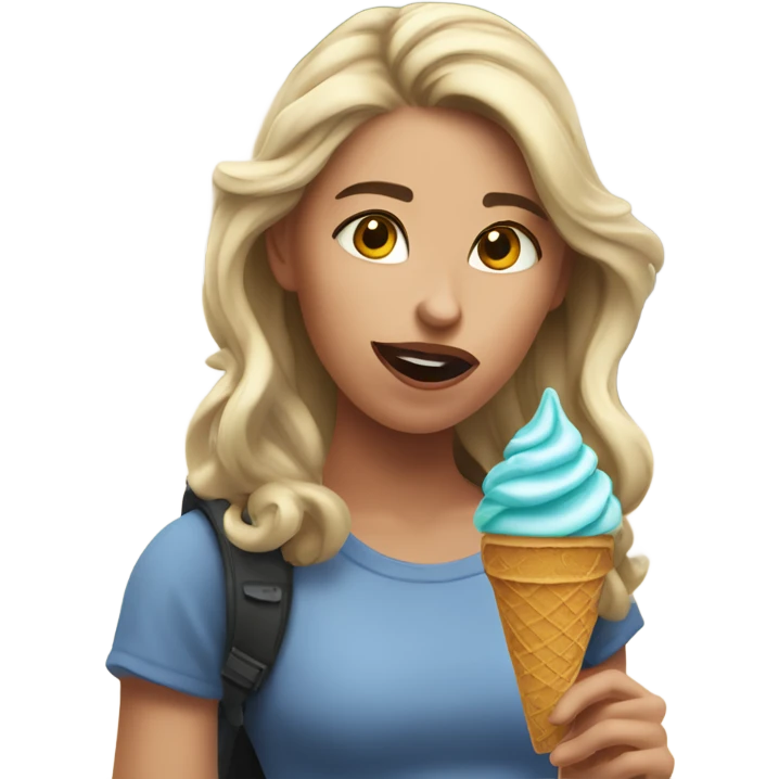 RosaLeigh eating ice cream in the mountains emoji