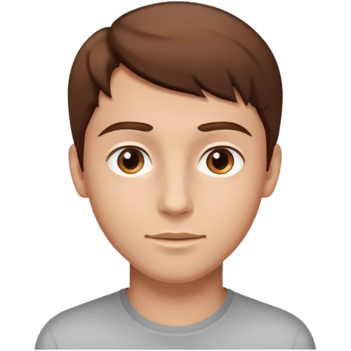 young man with smooth skin, bright eyes, brown hair emoji