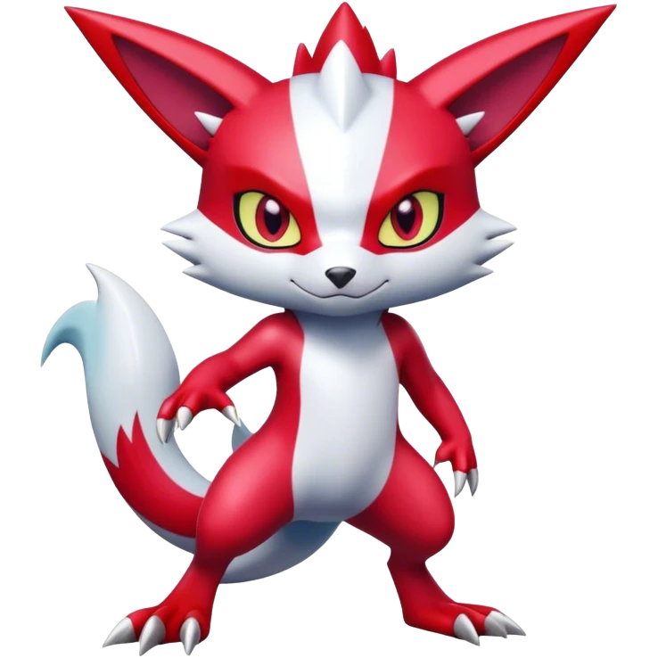Cool Shiny Digimon-Sneasel-Zangoose-hybrid full body emoji