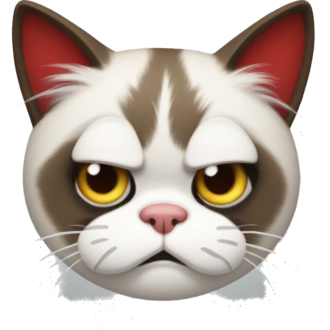 Grumpy cat with red and white fur  emoji