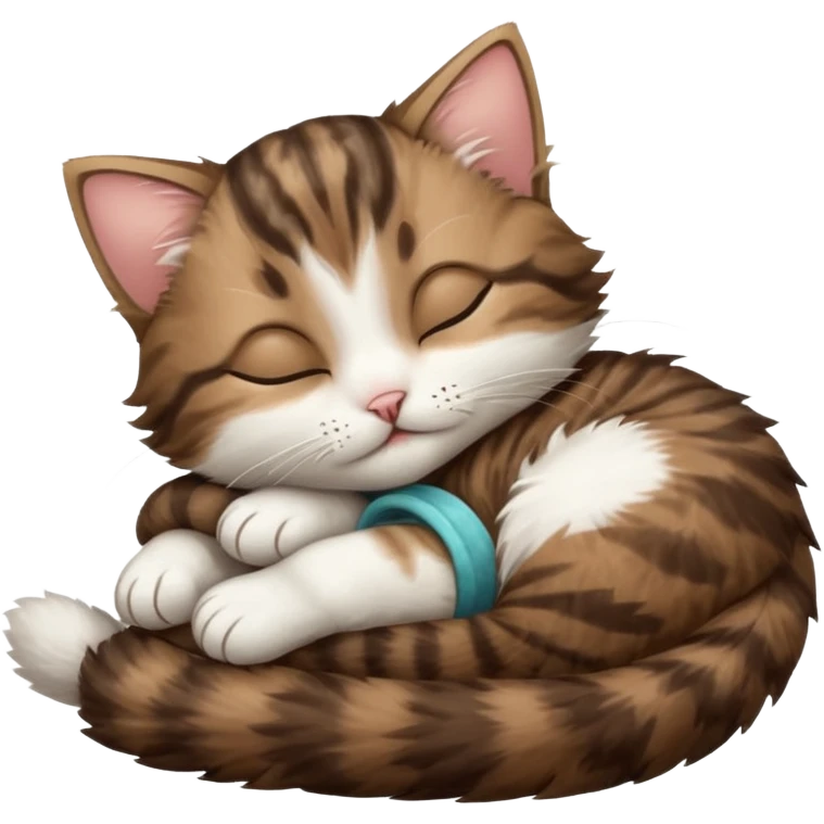 dark brown tabby and white kitten sleeping on its back emoji