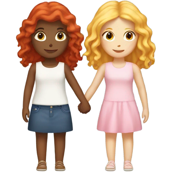 Red head and blonde girl best friends holding hands  emoji