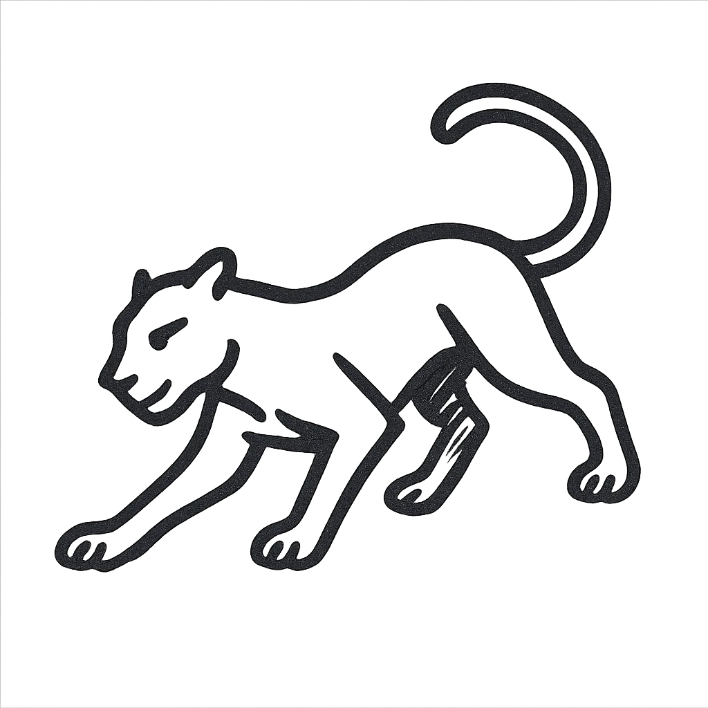 black panther, hand-drawn sketch style, dynamic pose emoji