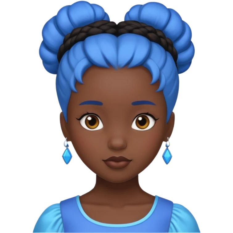 black girl blue bun haired princess  emoji