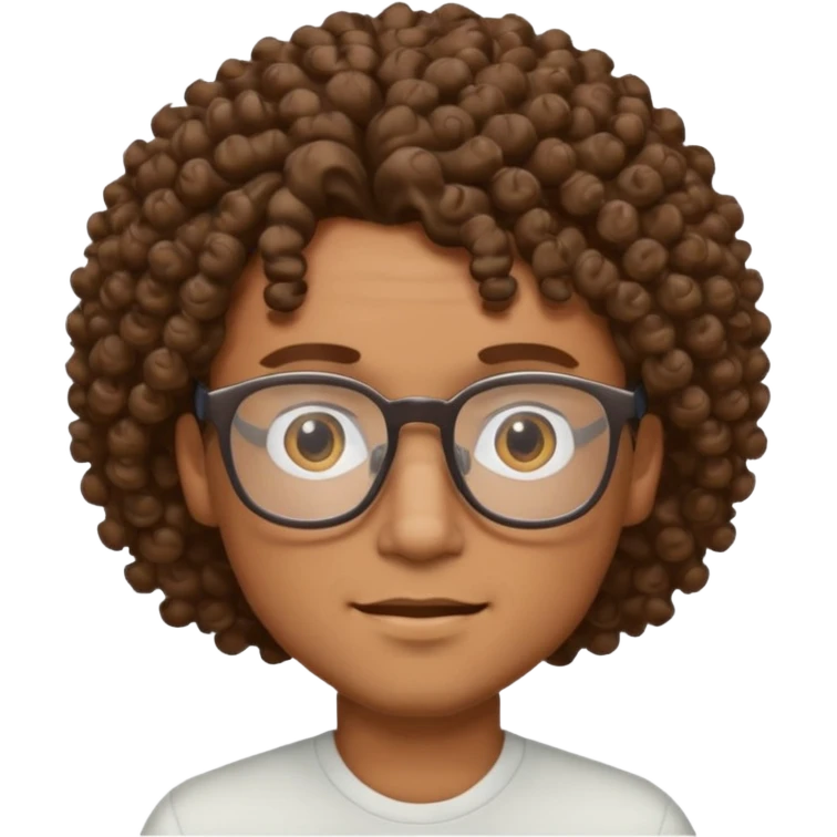 homme blanc brun avec cheveux frisés et lunette emoji