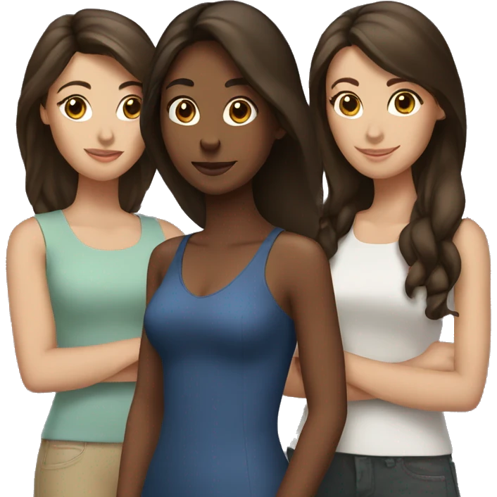 three brunette friends emoji