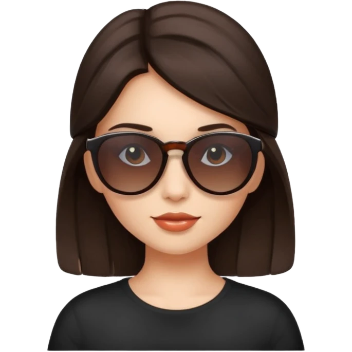A pretty dark brown haired girl with sunglasses oh head  emoji