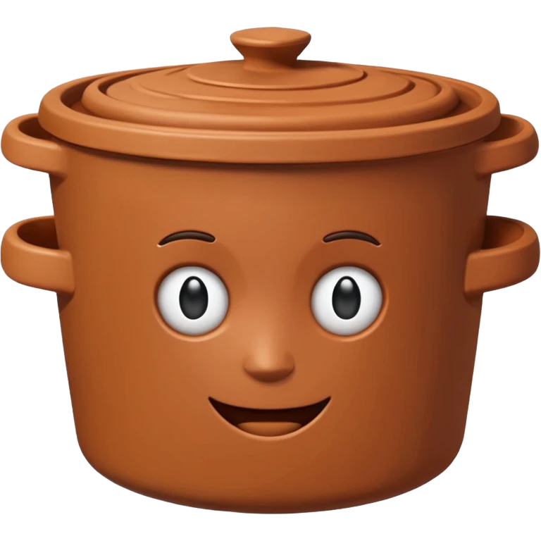 top-down view of a clay pot with a closed lid, emoji style emoji