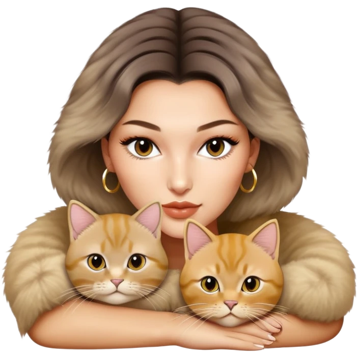 Bella Hadid with a Golden British Shorthair kitty emoji