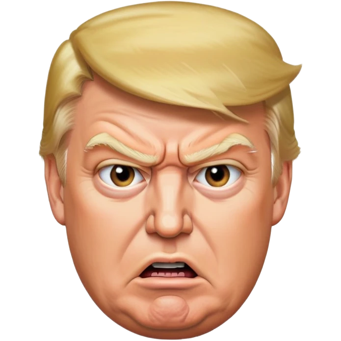 Donald Trump with an angry facial expression emoji