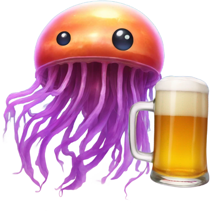 jellyfish on Saturn holding a beer  emoji