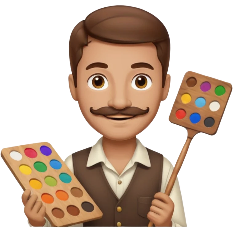 artist with palette and moustache smiling emoji