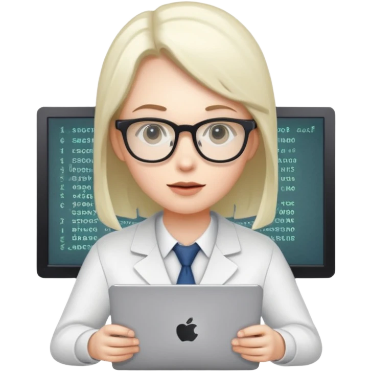 modern ghost IT specialist with glasses, code on screen, association with interviews emoji