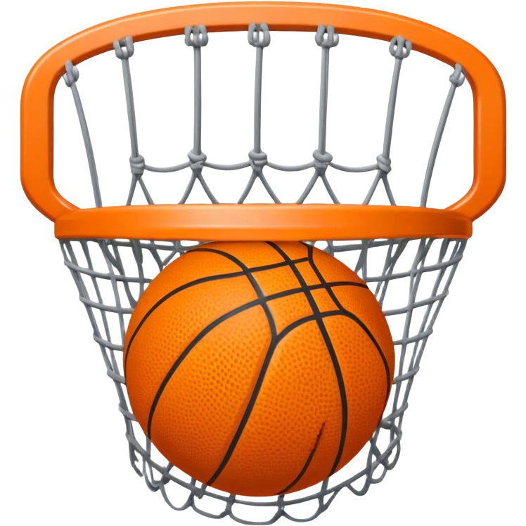 Basketball with net wrapping around it, like ball is wearing a net crown, iOS emoji style emoji