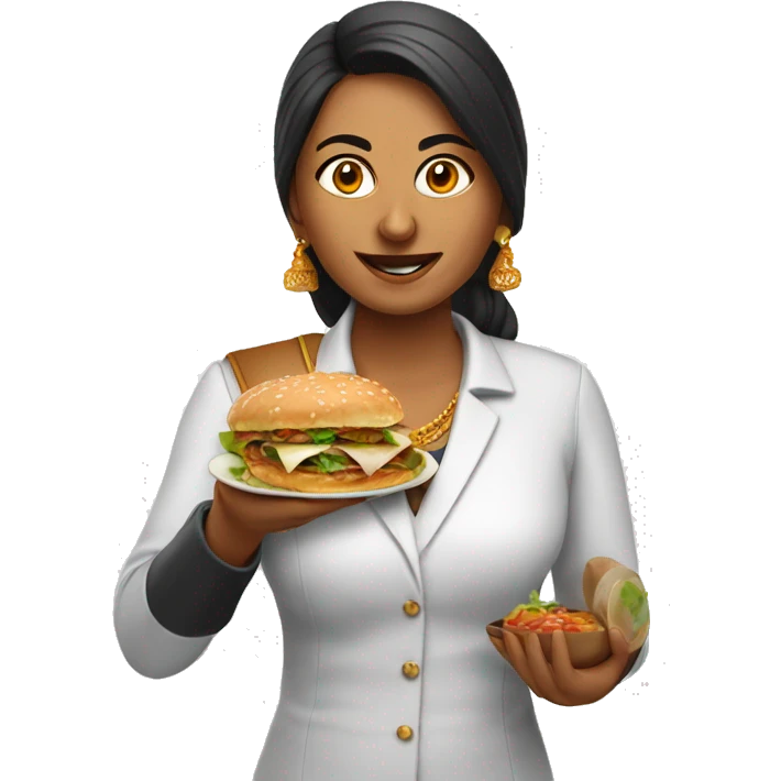 indian lady corporate business owner shooting food photo & video emoji