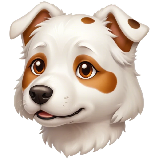 white dog with brown spots head shot emoji