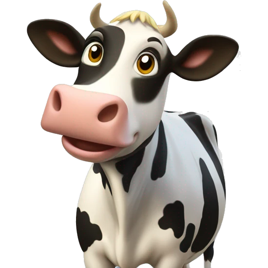 Female Butter cow, with chiggers, holstein,  pixar style, 4k, smiling, with Des Moines Banner emoji