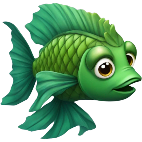 Green scaly man-fish with seaweed hair emoji