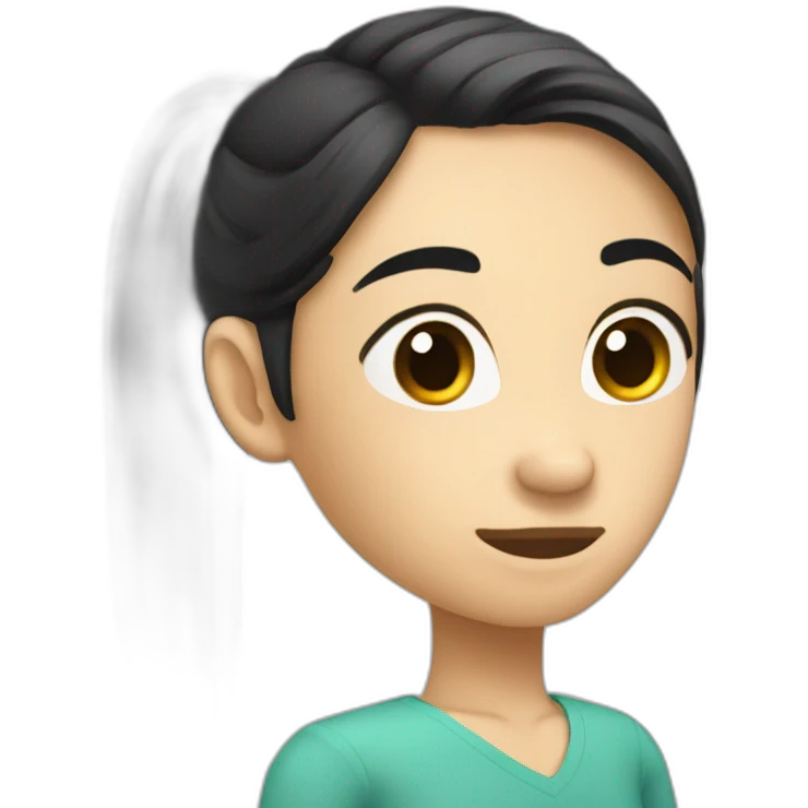 relax shoulder pain behind black-long-hair pony-tail emoji