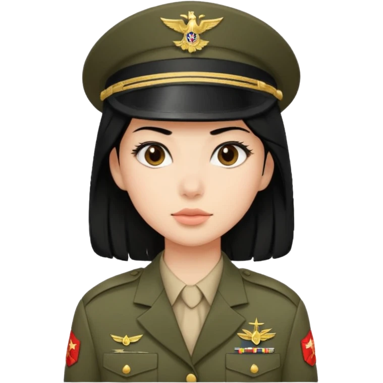 девушка с черными волосами в военной форме нейтральной  emoji