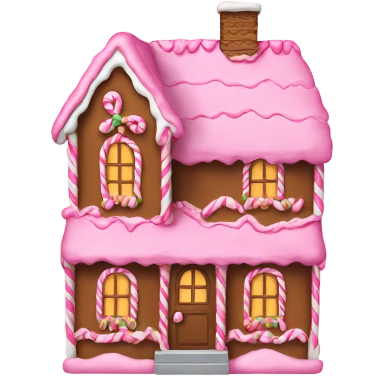 A pink gingerbread house emoji