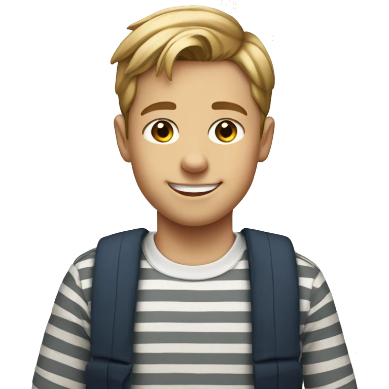 smiling auburn boy in striped shirt emoji