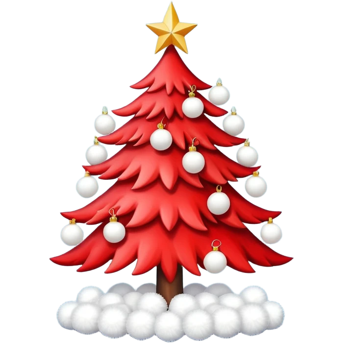 red Christmas tree with white star and white Christmas balls emoji