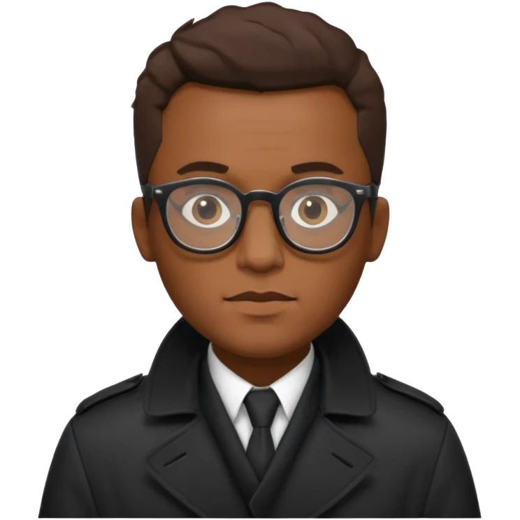 black man in black trenchcoat and glasses emoji