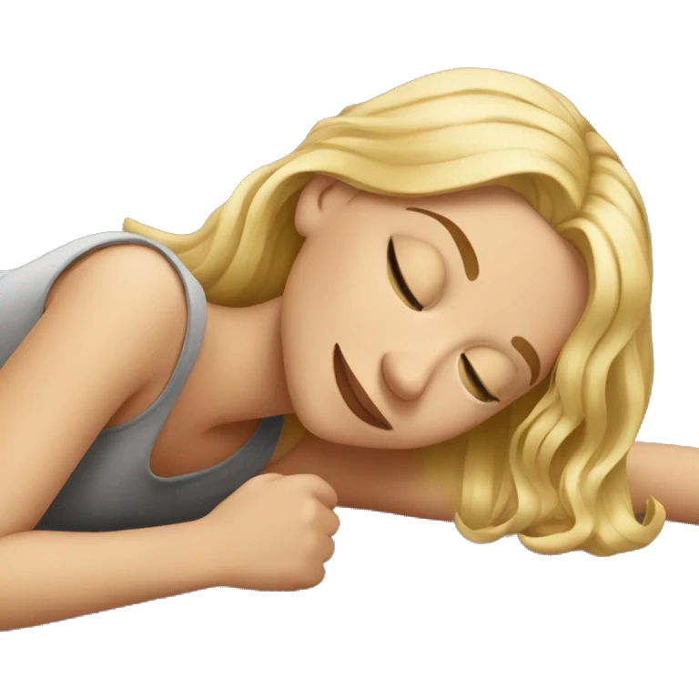 Blond Young Woman Lying With Her Back On The Floor emoji