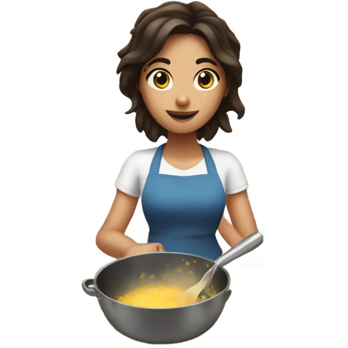 Brunette girl cooking  emoji