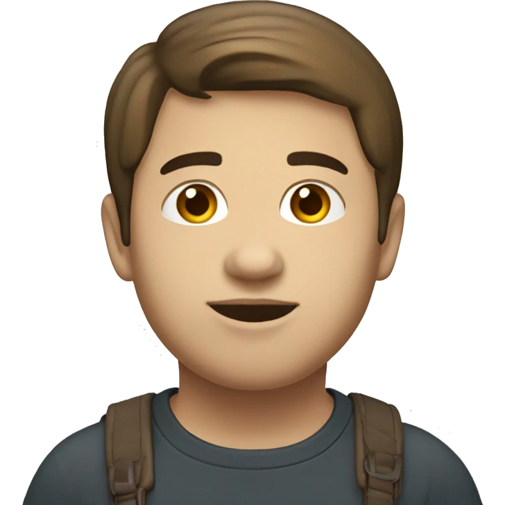 Young Hispanic full body  with short straight brown  hair pale skin very tall a little chubby  emoji