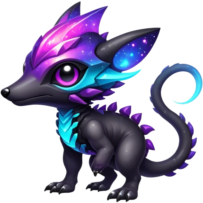 Epic Edgy Cute Vibrant Dark Nebula Modern Vernid-Protogen-creature-animal, full body emoji