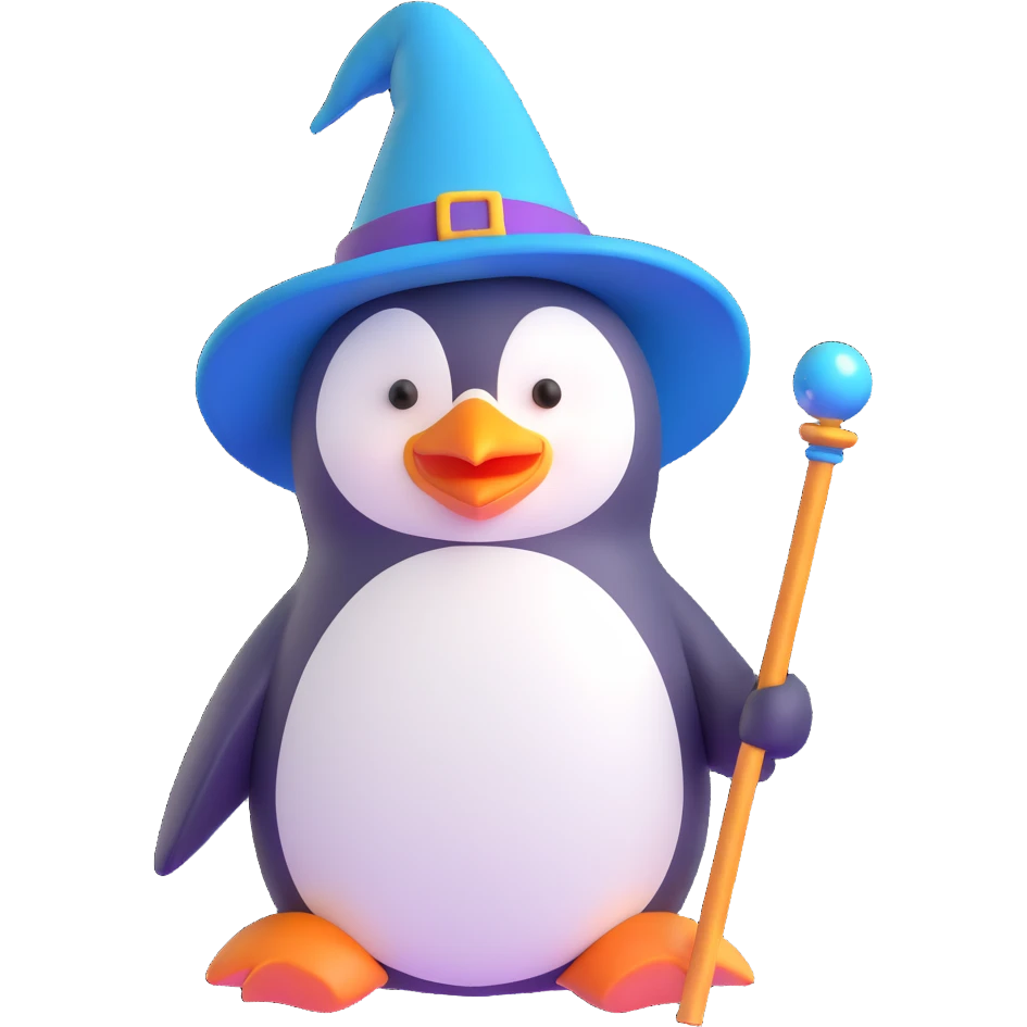 A penguin wizard. emoji
