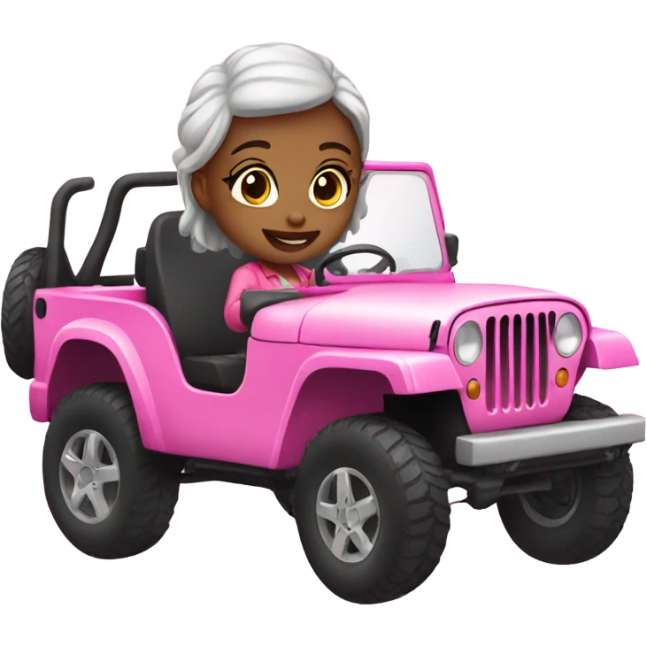 Girl in pink jeep emoji