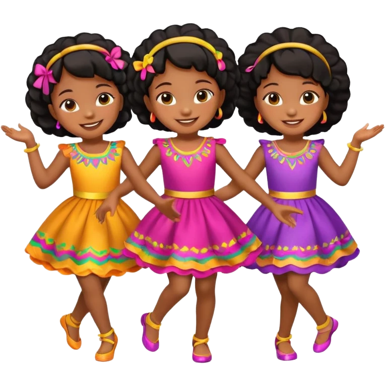 Variety little Black girls dancing emoji