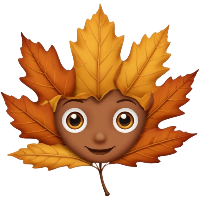 single comic dryleaf with eyes and a smile in brown less face emoji