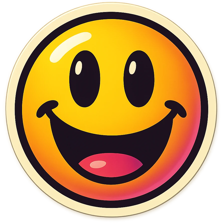 A face displaying a fun emotion. The sticker should have a transparent background with a clear outline. Ensure the sticker is neatly composed and does not extend beyond the edges. emoji