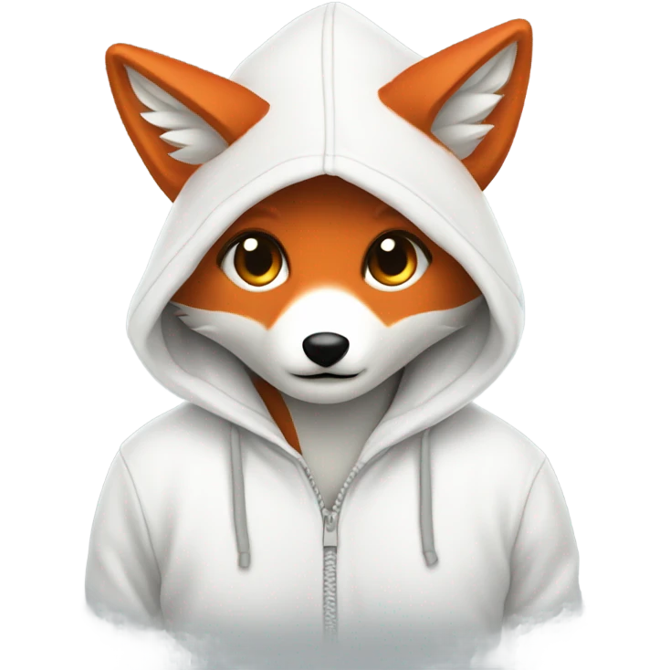 White fox hoodie white and red emoji