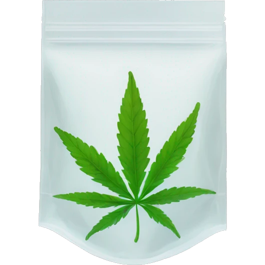 transparent ziplock bag with sativa leaf inside emoji