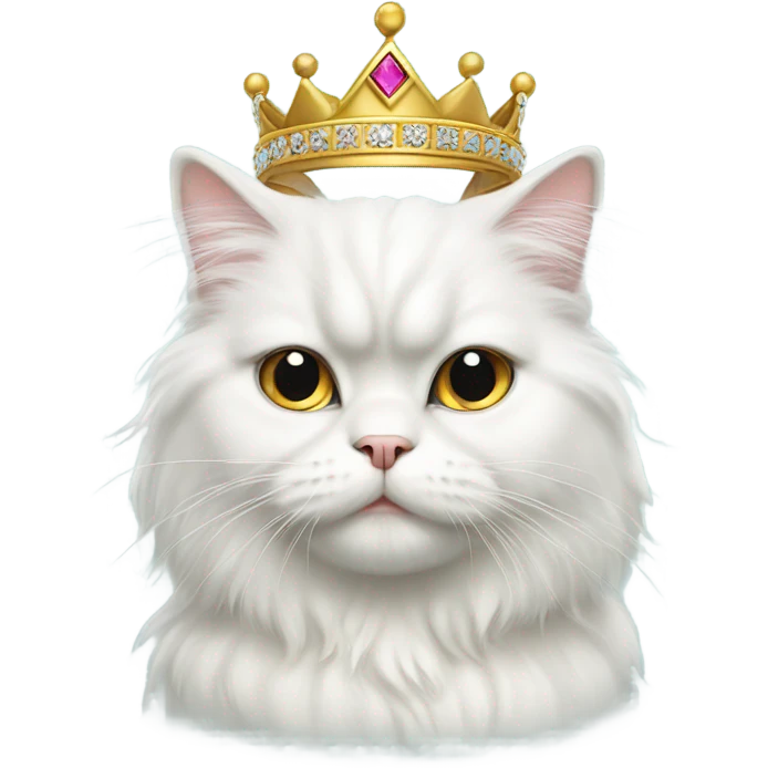 White Persian cat with a princess crown emoji