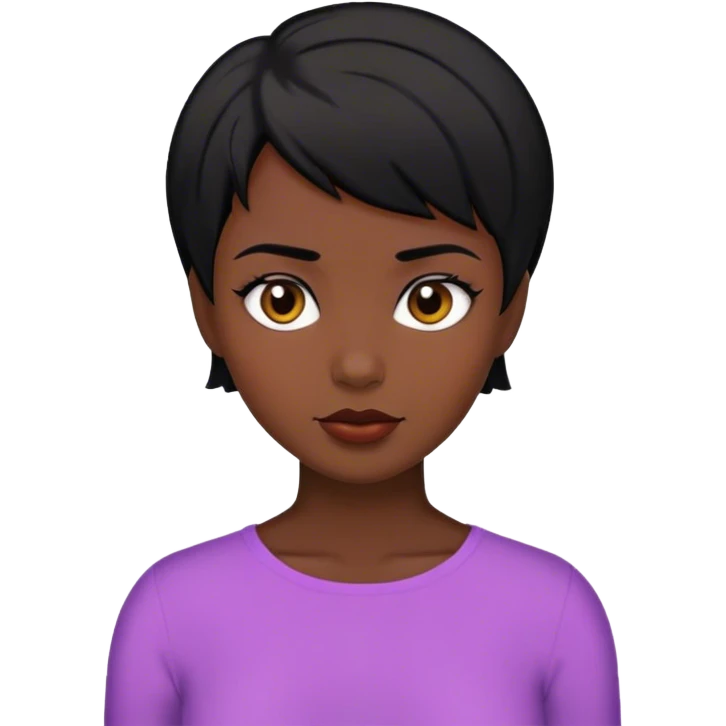 Ugly black-haired woman with short hair emoji