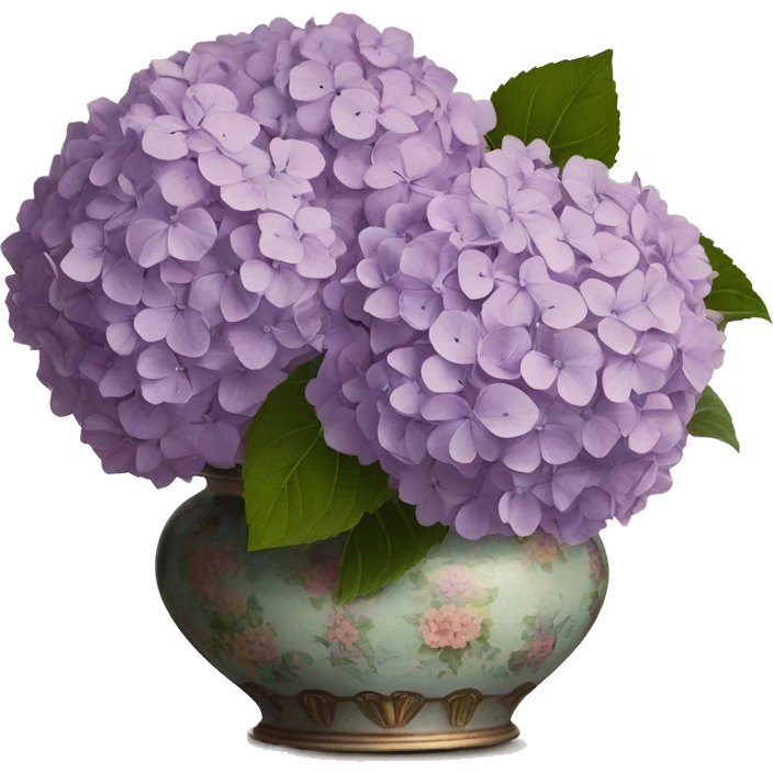 Lilac Hydrangeas in vintage vase emoji