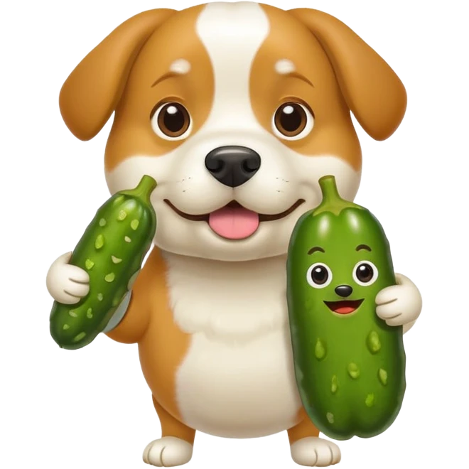 Dog holding three pickles  emoji